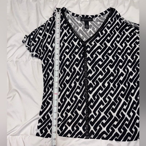 Inc vivacous blouse top leather trim small black white international concepts - Picture 4 of 6